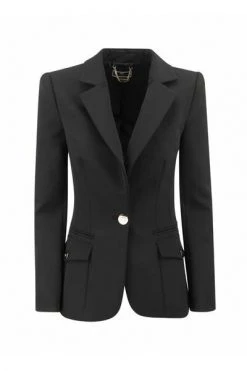 Elisabetta Franchi Blazers Long Straight Jacket Black -Elisabetta Franchi Winkel a04f0b8e5fd55b51630881822fd51bcc
