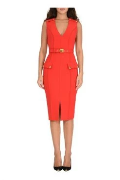 Elisabetta Franchi Casual Jurken Midi Dresses Red -Elisabetta Franchi Winkel a11b1a42c5cb26a6b17e5e8023ffa0cb