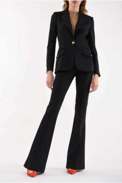 Elisabetta Franchi Wijde Broeken Wide Trousers Black