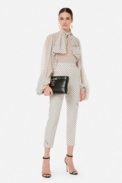 Elisabetta Franchi Chino's Polka Dot Pants White 3 Elisabetta Franchi Chino's Polka Dot Pants White - Afbeelding 3