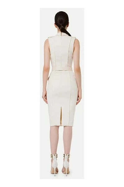 Elisabetta Franchi Casual Jurken Midi Dresses Beige 2 Elisabetta Franchi Casual Jurken Midi Dresses Beige - Afbeelding 2