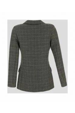 Elisabetta Franchi Blazers Prince Of Wales Check Jacket With Charms Details Gray -Elisabetta Franchi Winkel a4b583361756a4a0c5add2f63589e6c4