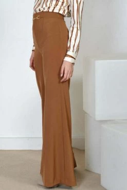 Elisabetta Franchi Wijde Broeken Trousers Brown -Elisabetta Franchi Winkel a4b8dcabed3ae6d2f946051fd46af053