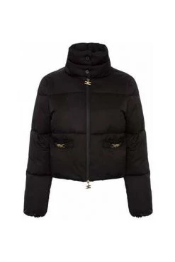 Elisabetta Franchi Gewatteerde Jassen Padded Crop Down Jacket Black