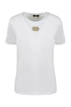 Elisabetta Franchi T-shirts GOLD PORTHOLE T-SHIRT White