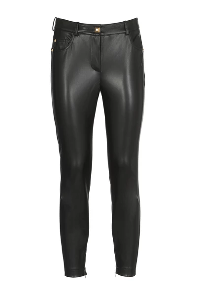Elisabetta Franchi Leren Broeken Leather Trousers Black 4 Elisabetta Franchi Leren Broeken Leather Trousers Black - Afbeelding 4