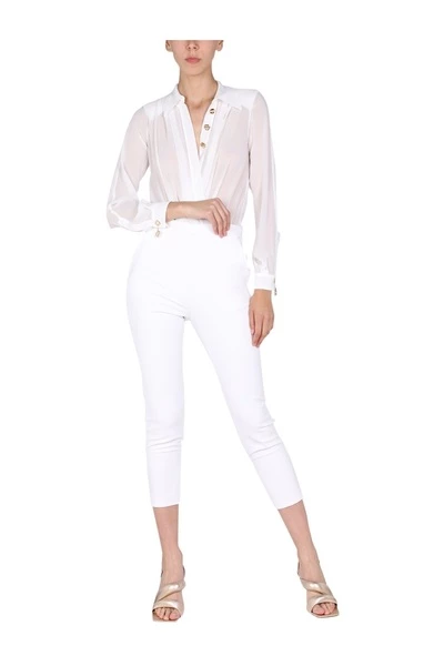 Elisabetta Franchi Broeken Cropped Trousers White 2 Elisabetta Franchi Broeken Cropped Trousers White - Afbeelding 2