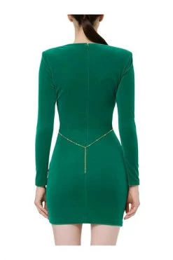 Elisabetta Franchi Casual Jurken Slim Fit Mini Dress With Body Chain Green -Elisabetta Franchi Winkel a6940f714bf43f98e38f436dcee639c4