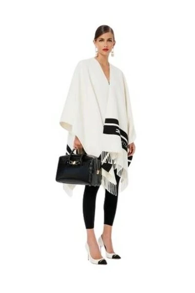 Elisabetta Franchi Poncho's Capes White 2 Elisabetta Franchi Poncho's Capes White - Afbeelding 2