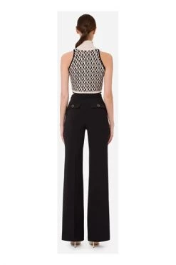 Elisabetta Franchi Wijde Broeken PALAZZO TROUSERS Black -Elisabetta Franchi Winkel a77c85b1d00e34bd8c0377799c03aa87