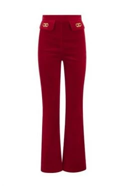Elisabetta Franchi Wijde Broeken Wide Trousers Red