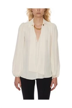 Elisabetta Franchi Blouses Georgette Shirt With Chain White