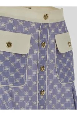 Elisabetta Franchi Korte Rokken Buttoned Mini Skirt Blue
