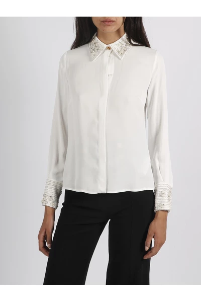 Elisabetta Franchi Longsleeve Shirts PEARL DETAILS SHIRT White 1 Elisabetta Franchi Longsleeve Shirts PEARL DETAILS SHIRT White