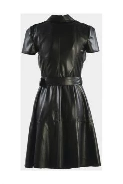Elisabetta Franchi Casual Jurken Shirt Dress With Lapels And Belt Black
