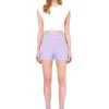 Elisabetta Franchi Korte Broeken High Waist Shorts With Side Slits Purple