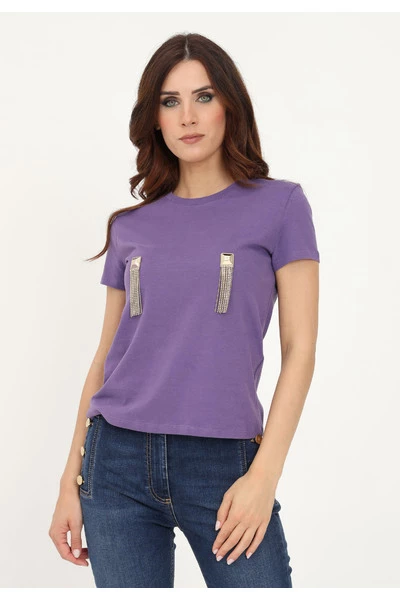 Elisabetta Franchi T-shirts T-shirt Purple 4 Elisabetta Franchi T-shirts T-shirt Purple - Afbeelding 4