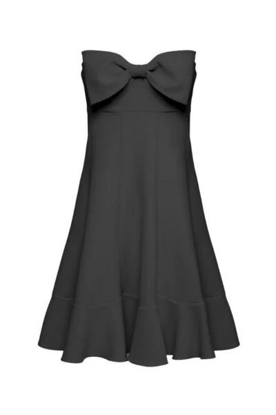 Elisabetta Franchi Zomerjurken Mini Dress With Large Bow Black 2 Elisabetta Franchi Zomerjurken Mini Dress With Large Bow Black - Afbeelding 2