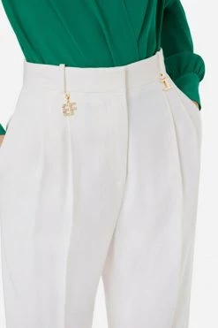 Elisabetta Franchi Broeken Cropped Trousers White