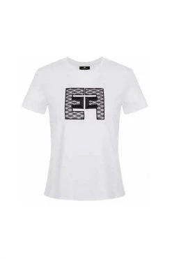 Elisabetta Franchi T-shirts Short-sleeved T-shirt With Logo White
