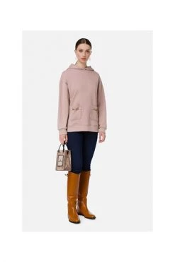 Hoodies & Sweatvesten ELISABETTA FRANCHI Long Sweatshirt With Hood And Horsebits Pink