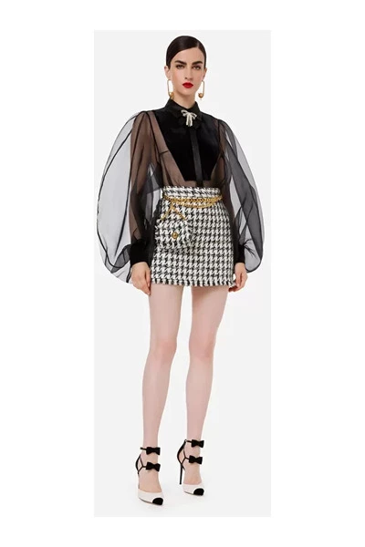 Bodies ELISABETTA FRANCHI Bodysuit-style Blouse In Organza Black 4 Bodies ELISABETTA FRANCHI Bodysuit-style Blouse In Organza Black - Afbeelding 4