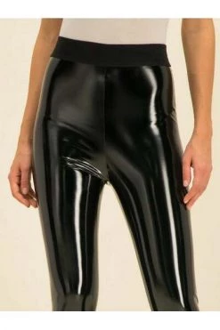 Elisabetta Franchi Leren Broeken Leather Trousers Black