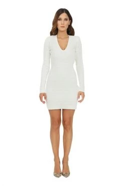 Elisabetta Franchi Casual Jurken Embossed Monogram Stitch Mini Dress White -Elisabetta Franchi Winkel ade13a64cb8e87b7bd0221fd30bbace5