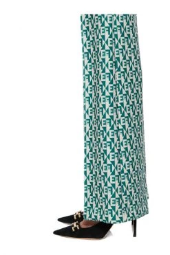 Elisabetta Franchi Wijde Broeken Palazzo Trousers With Diamond Pattern Green -Elisabetta Franchi Winkel ae5d2ca0878547eb4d41f307bd17afcb