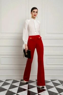 Elisabetta Franchi Wijde Broeken Wide Trousers Red -Elisabetta Franchi Winkel ae95f7f7daa31aeab567b1af49cb2c55