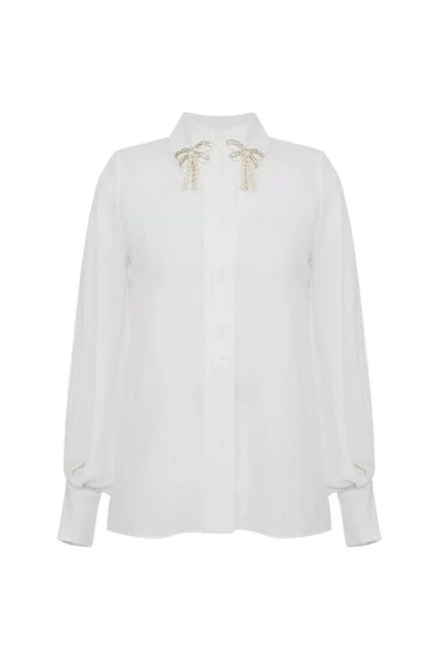 Elisabetta Franchi Longsleeve Shirts LONG SLEEVED SHIRT WITH PEARL BOWS White 2 Elisabetta Franchi Longsleeve Shirts LONG SLEEVED SHIRT WITH PEARL BOWS White - Afbeelding 2