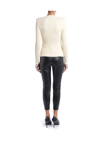 Elisabetta Franchi Leren Broeken Trousers Black 3 Elisabetta Franchi Leren Broeken Trousers Black - Afbeelding 3