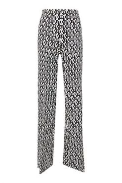 Elisabetta Franchi Wijde Broeken FLARE TROUSER WITH LET Black -Elisabetta Franchi Winkel b255f804afd81badcc281eb5e8bebf54