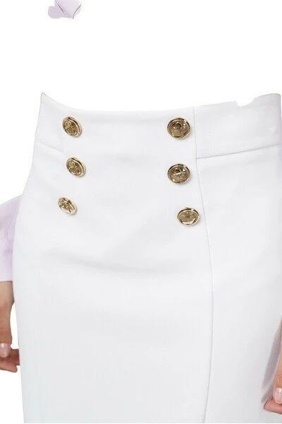 Elisabetta Franchi Kokerrokken SKIRT GO47122E2 White 3 Elisabetta Franchi Kokerrokken SKIRT GO47122E2 White - Afbeelding 3