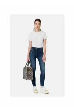Elisabetta Franchi Skinny Jeans JEANS WITH PENDANT ACCESSORY Blue -Elisabetta Franchi Winkel b30f070ed147a2f28ae935e6b0998b56