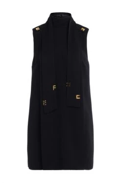 Elisabetta Franchi Casual Jurken Sleeveless Boxy Dress With Gold Details Black