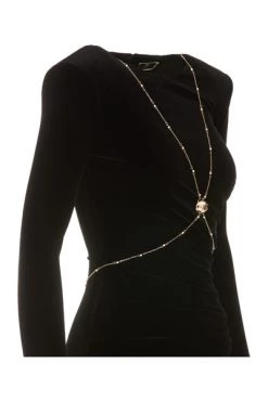 Elisabetta Franchi Casual Jurken Slim Fit Mini Dress With Body Chain Black -Elisabetta Franchi Winkel b4d60a0b76449e47b2daa7b58426d763