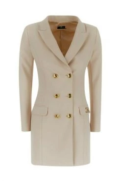 Elisabetta Franchi Casual Jurken Velvet Logo Blazer Dress Beige