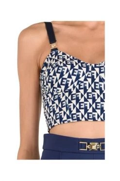 Elisabetta Franchi Tops Crop Top Blue -Elisabetta Franchi Winkel b54da460b348760fb3bf669a2d038aaa