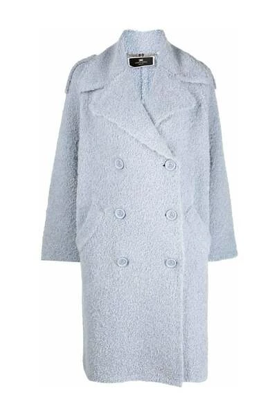 Elisabetta Franchi Trenchcoats & Mantels Double-breasted Knit Coat Blue 2 Elisabetta Franchi Trenchcoats & Mantels Double-breasted Knit Coat Blue - Afbeelding 2