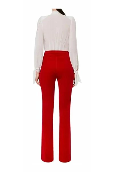 Elisabetta Franchi Wijde Broeken Wide Trousers Red 2 Elisabetta Franchi Wijde Broeken Wide Trousers Red - Afbeelding 2
