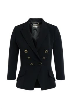 Elisabetta Franchi Blazers Crêpe Jacket With Enamelled Buttons Black