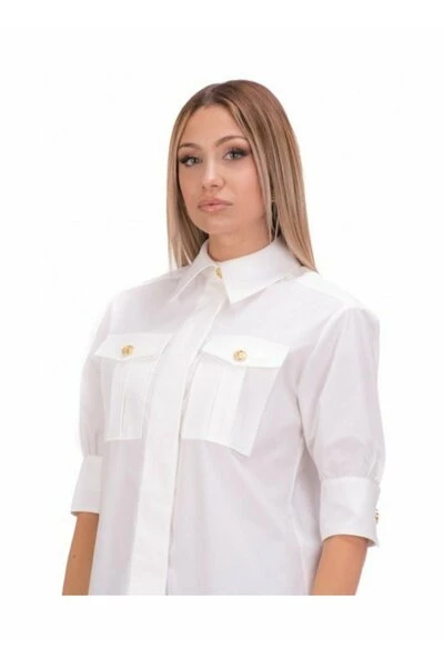 Elisabetta Franchi Longsleeve Shirts 3/4 Shirt With Pockets White 3 Elisabetta Franchi Longsleeve Shirts 3/4 Shirt With Pockets White - Afbeelding 3