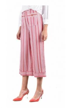 Elisabetta Franchi Wijde Broeken Cropped Striped Trousers Red -Elisabetta Franchi Winkel ba8fa67d382b8d43efb9b1fb0e02688a
