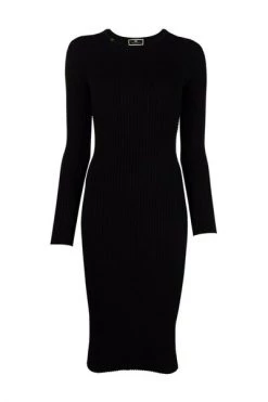 Elisabetta Franchi Casual Jurken Dress With Round Neck And Neck Bun Black