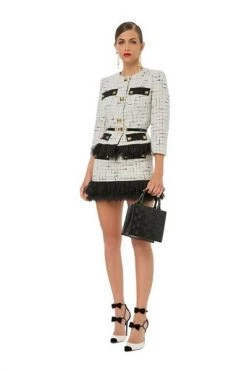 Elisabetta Franchi Blazers Tweed Jackets White