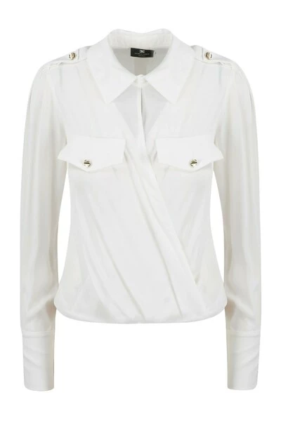 Elisabetta Franchi Longsleeve Shirts BODYSUIT SHIRT White 2 Elisabetta Franchi Longsleeve Shirts BODYSUIT SHIRT White - Afbeelding 2