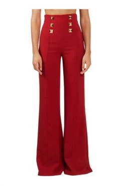 Elisabetta Franchi Wijde Broeken Wide Trousers Red