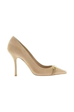 Elisabetta Franchi Closed Pumps With Strap-Detail Beige