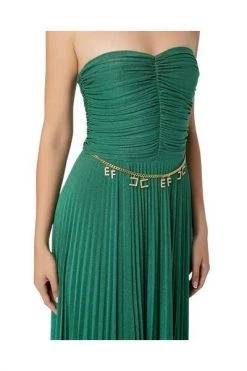 Elisabetta Franchi Jurken Lurex Long Dress Green